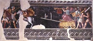 Bir zafer sahnesinin parçası (fresk) by Giulio (school of) Romano