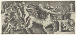 Sunakta sfenks ve putto ile friz by Giulio Bonasone