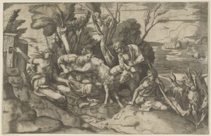 Jüpiter keçi Amalthea tarafından emzirildi by Giulio Bonasone