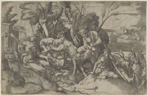 Jüpiter keçi Amalthea tarafından emzirildi by Giulio Bonasone