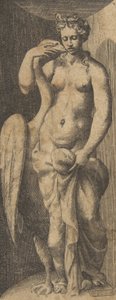 Leda ve kuğu, 1531-76 civarı. by Giulio Bonasone