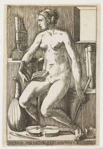 müzik Musica mucidi fuit Orpheus et Linus (nesne üzerindeki başlık) Yedi Liberal Sanatlar (dizi başlığı) by Giulio Bonasone