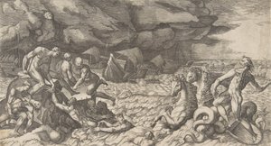 Neptün, Aeneas Filosuna karşı yükselen Tempest Aeolus
