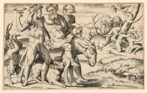 silenus bir eşek sürme by Giulio Bonasone