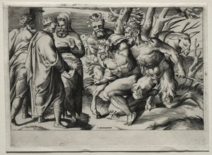 Silenus ve Kral Midas by Giulio Bonasone