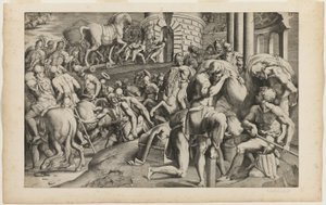 Truva Atı Truva Şehrine Sürükleniyor by Giulio Bonasone