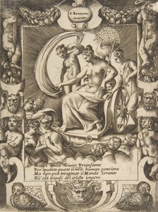 1531-76 yıllarından ayrıntılı bir çerçeve içinde bir arabada oturan Juno