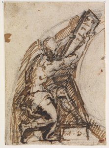 Beyaz tahta ile oturan adam (?). Mimari Detay by Giulio Campi