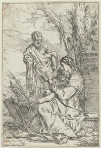 Mary ile Kutsal Aile okuma by Giulio Carpioni (I)