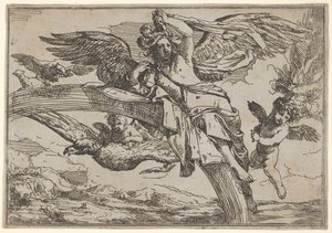 Gökkuşağına yaslanmış İris tarafından temsil edilen hava, kanatlı bir putto ayı ile birlikte..., 1640-60. by Giulio Carpioni
