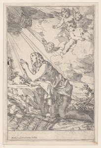 Tövbekar Saint Mary Magdalene, bir kafatası ve kemiklerin önünde diz çökmüş, 1640-60.