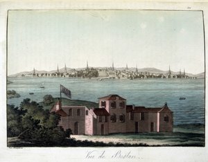 Boston Şehri Görünümü - “Eski ve modern kostüm”de, Dr. Jules Ferrario, ed. Milano by Giulio Ferrario