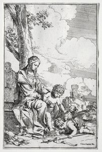 Bebek Aziz John ile Kutsal Aile. by Giulio I Carpioni