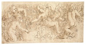 Putti üzüm toplama: Bir friz için tasarım by Giulio Romano