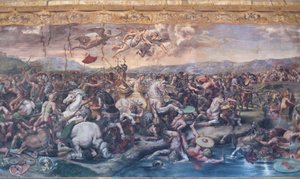 Milvian Köprüsü Savaşı, Konstantin Odasında, Raphael Odaları, c.1520-24 (fresk) by Giulio Romano