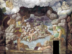 Devlerin Düşüşü Devler Salonu, 1536 by Giulio Romano