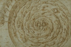 The Stream Oceanus (kağıt üzerinde yıkanmış kalem ve kahverengi mürekkep) by Giulio Romano