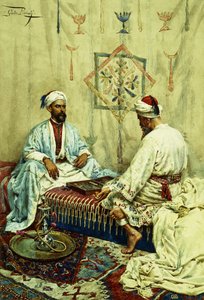 Bir İç Mekanda Tavla Oynayan Araplar,