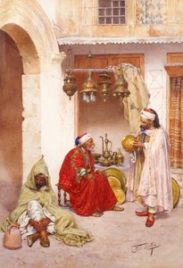 Çarşıda (kağıt üzerine suluboya ve kurşun kalem)