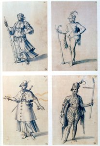 Alegorik karakterler için kostüm tasarımları, 16. yüzyıl