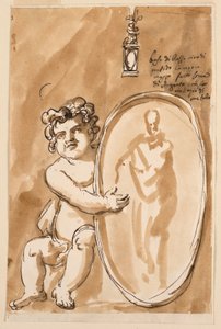 Madalyonlu Oturan Putto by Giuseppe Barberi