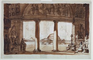 Bir Colonnade aracılığıyla görülen Sepulchral Şapeli by Giuseppe Barberi