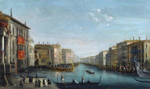 Bison, Giuseppe Bernardino (1762-1844) tarafından bir Regatta ile Rialto Köprüsü