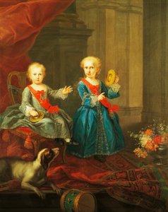 Charles III, Napoli ve İki Sicilya kralı ve Saksonya Maria Amelia, İki Sicilya Kraliçesi, resim, Giuseppe Bonito (1701-1789), İtalya