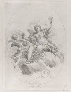 Putti ile bir bulutun üzerindeki alegorik figür, Stefano Pozzi