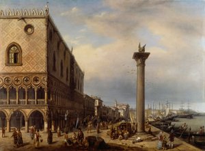 Giuseppe Cannella (1788-1847) tarafından Venedik'te Riva degli Schiavoni (geçit) by Giuseppe Canella