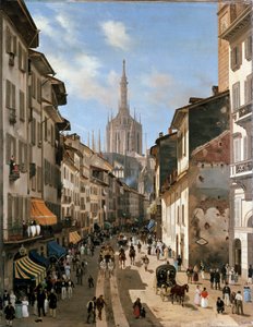 Corsia dei Servi caddesinden bir görünüm (resim, c.1839) by Giuseppe Canella