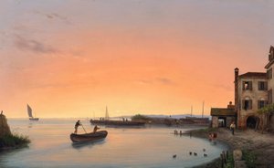 Güneş doğmadan önce Chioggia by Giuseppe Canella d. Ä.