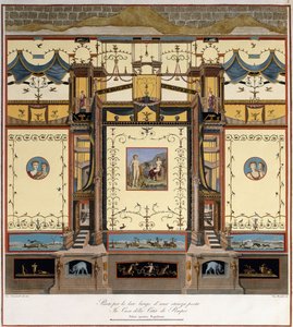Pompei'deki bir evin bir odasındaki uzun duvar by Giuseppe Chiantarelli