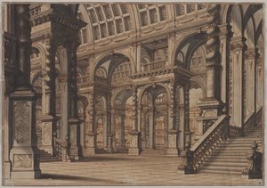 Merdivenli Anıtsal Tonozlu Salon by Giuseppe Galli Bibiena