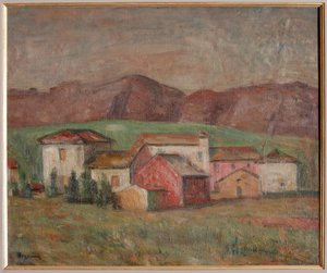 Dağların Eteklerindeki Köy (tuval üzerine yağlı boya) by Giuseppe Graziosi