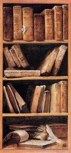 Müzik kitapları ile Natürmort kitaplığı. Giuseppe Maria Crespi dit lo Spagnolo
