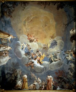 Giuseppe Maria Crespi dit lo Spagnolo tarafından yapılan Olympus Fresk (1665-1747) 1700-1710 Bologna Palazzo Pepoli Campogrande
