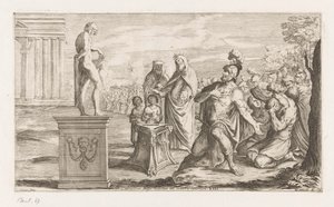 Aeneas bir Apollo sunar Celicol sahilde kral boğayı öldürür (nesnedeki başlık) Omzwervingen van Aeneas (dizi adı) Tanrı Caracci