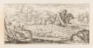 Polyphemus achtervolgt de vloot van Aeneas Burada Polyphemus var, titriyor ve denizde yürüyor (nesnedeki başlık) Omzwervingen van Aeneas (dizi adı) L