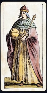 Papesse Jeanne, C.M.Mitelli tarafından bir Tarot el yazması oyununda tasvir edilmiştir. by Giuseppe Maria Mitelli