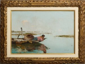 Sakinlik, Venedik Lagünü (tuval üzerine yağlı boya) by Giuseppe Miti Zanetti