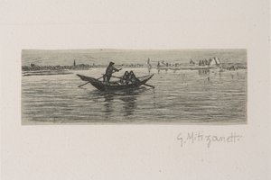 Kayıkçı (beyaz kağıt üzerine gravür)