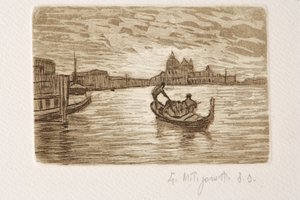 Gondolcu (beyaz kağıt üzerine gravür ve aquatint) by Giuseppe Miti Zanetti