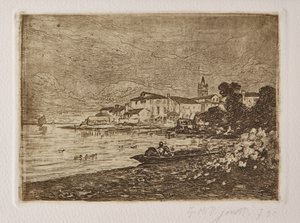 Venedik Lagünü (beyaz kağıt üzerine gravür ve aquatint)