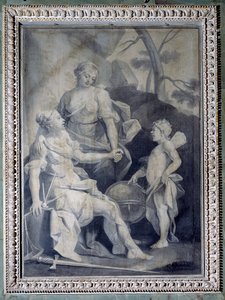 Adalet ve Barış ile milletin dehası (Tek renkli çizim by Giuseppe Paganelli