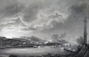Cenova İngiliz filosu tarafından bombalanıyor, 25 Mayıs 1800, Giuseppe Pietro Bagetti (1764-1831), Paris tarafından yapılan çizimden çelik gravür