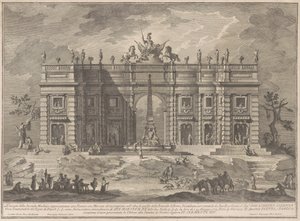 1772 Chinea için Seconda Macchina: Oyun Pazarı ve Pantheon Çeşmesi ile Bir Meydan