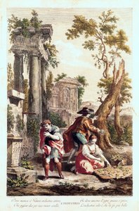 Endüstrinin alegorik temsili. Giuseppe Zocchi (1711-1767) tarafından 18. yüzyıl çizimi. by Giuseppe Zocchi