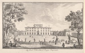 il Poggio Imperiale adlı Kraliyet Villası, il Poggio Imperiale adlı La Real Villası, görünüm ..., 1744. by Giuseppe Zocchi