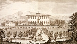 Giuseppe Bouchard'ın 'Views of Toskana' adlı eserinden Villa del Barone'nin görünümü, 1744-57'de yayınlandı